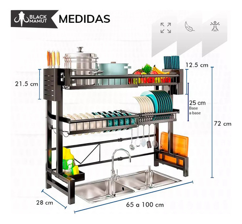 Escurridor Platos Trastes 2 Niveles Ajustable Para Fregadero
