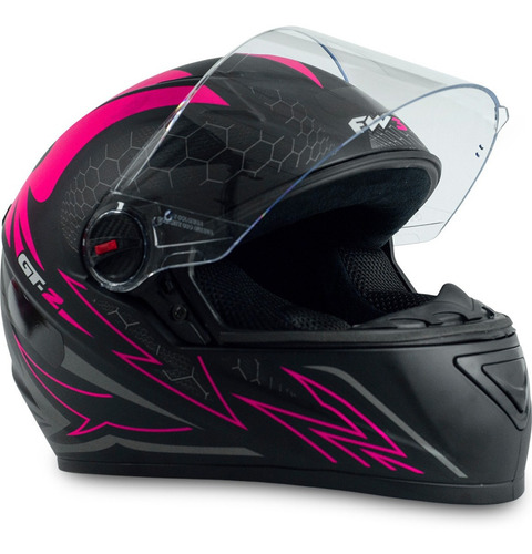 Capacete Com Narigueira Moto Gt2 Preto Rosa Resistente 58