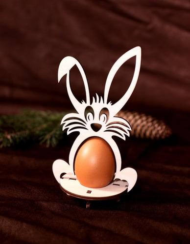 Pack 2 Cestas Porta Huevos Conejo De Pascua En Madera