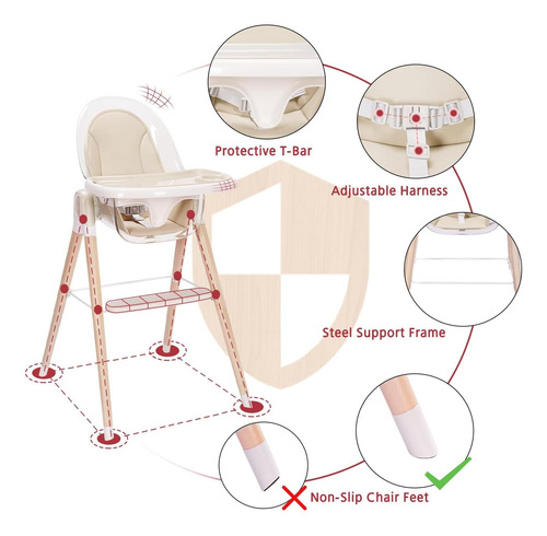 Silla Alta Para Bebés, Silla Alta De Madera Convertible 6 En
