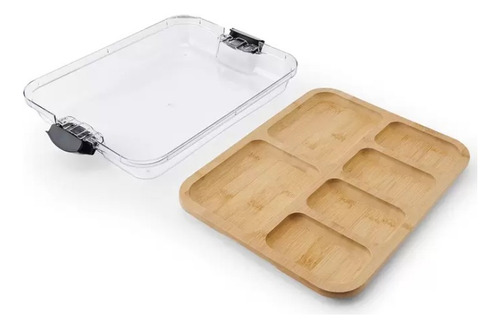 Tabla De Servicio De Bambú Con Tapa Color Marrón