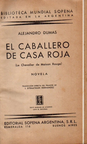 El Caballero De Casa Roja Alejandro Dumas 