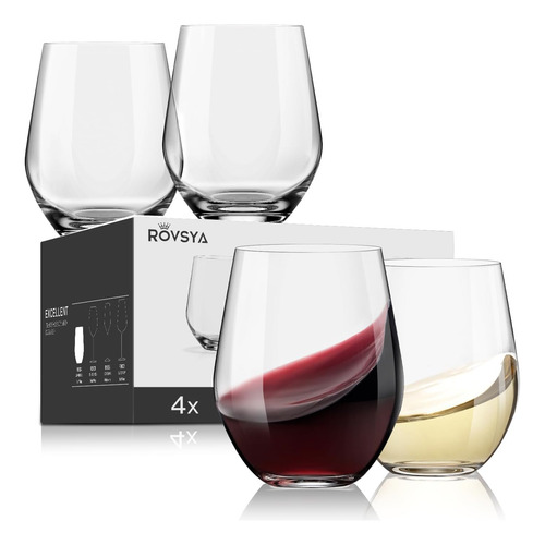 Oja Juego De 4 Copas De Vino Sin Tallo, Copas De Vino Blanco