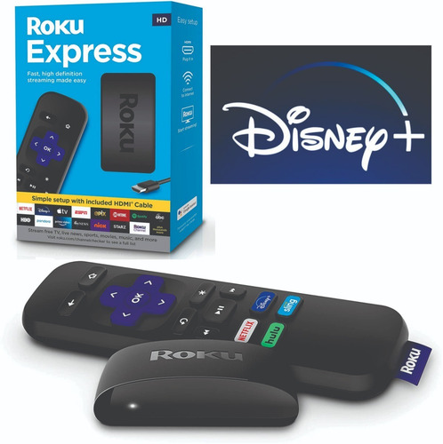 Imagen 1 de 2 de Roku Express 3930 Control Remoto Con Disney+