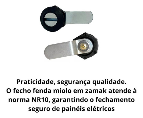 Fechadura Painel Quadro Elétrico Aço Fecho Fenda Lingueta Cor Preto