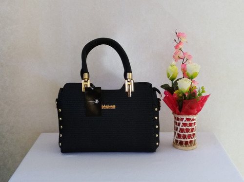 Bolso Negro Con Botones A Los Costados Ideal Para Regalo