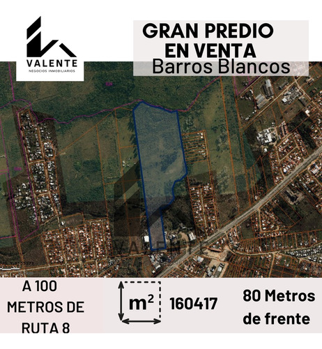 Gran Predio En Venta De160417m² (16 Ha) A Solo 100 Metros De Ruta 8 Km 27 Cuenta Con 80 Metros De Frente.  Precio: 990.000 Usd.