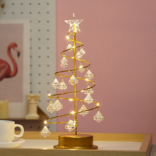 * Lámpara Led Navideña Con Forma De Árbol De Hierro Forjado