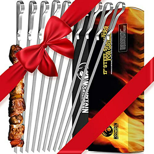 Brochetas Bbq Acero Inoxidable 17  - Set 10 Con Bolsa Almace