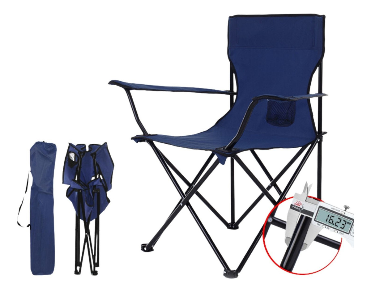 Silla Plegable Camping Playa Picnic Con Porta Vasos Color Azul oscuro