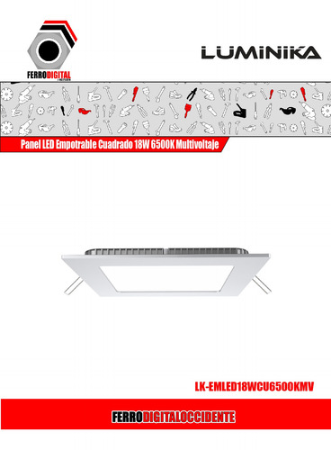 Imagen 2 de 4 de Panel Led Empotrable Cuadrado 18w 6500k Multivoltaje