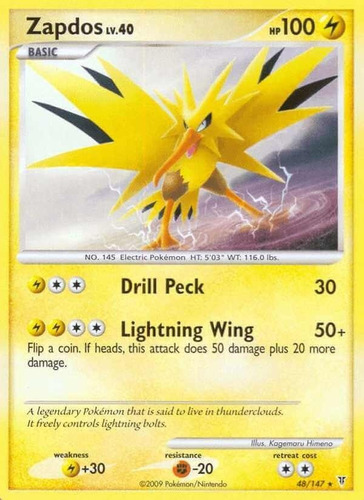 Cartas Pokemon Zapdos 48/147 Reverse Supreme Victors