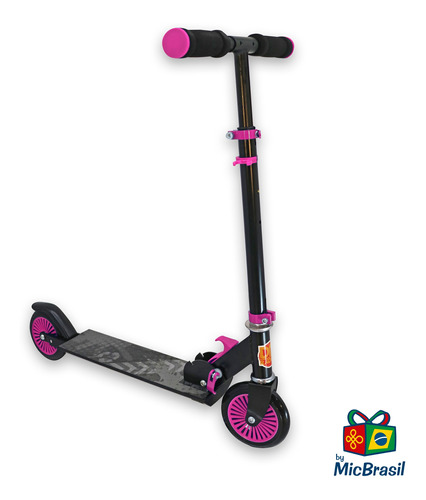 Patinete Infantil 2 Rodas 125mm Reforçado Dobrável 50kg Rosa