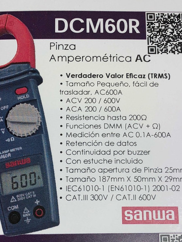 Pinza Amperometrica Ac Sanwa Dcm60r Ionlux