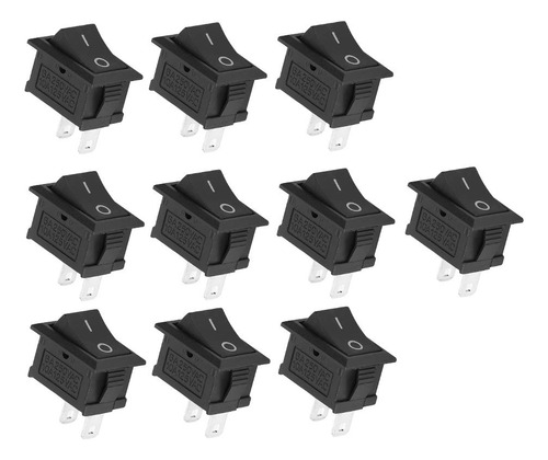 Interruptor Basculante 2 Pines 10 Piezas Negro Kcd1-101