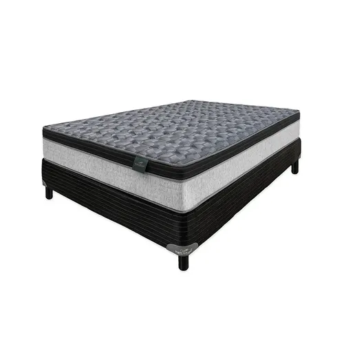 Sommier Y Colchón Sueño Dorado Monza 2 Plazas Resortes 140x190 Cm Gris Oscuro