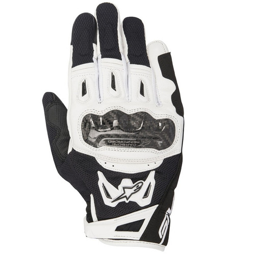 Guante Alpinestars Smx1 Air V2 de piel de carbono, color blanco, talla M