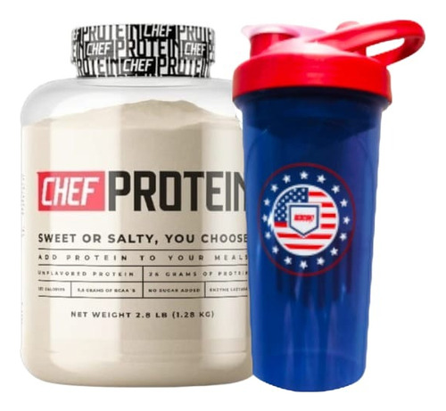 Pack Proteina Whey 2.8lbs Sin Sabor + Shaker Chef Protein