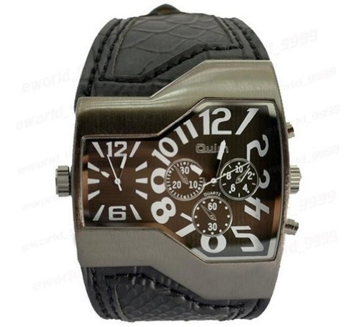Oulm Luxury Quartz Black Dial Reloj De Pulsera De Cuero Para