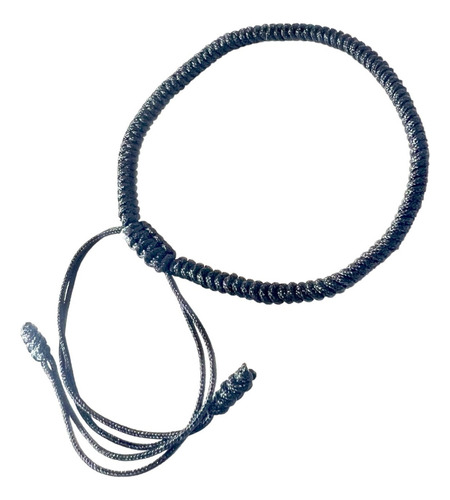 Pulsera De Cuerda Tibetana Negra Suerte Protección Fortuna Color Negro Diámetro 6 cm
