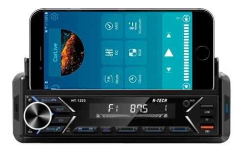 Rádio 1 Din Bluetooth H-tech Usb Aux C/ Suporte Para Celular
