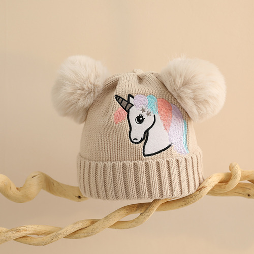 Gorro De Punto Con Unicornio, Gorro Cálido De Invierno Para