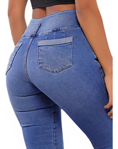 Flamingals Pantalones Capri Mujer Multibotones Skinny Jeans