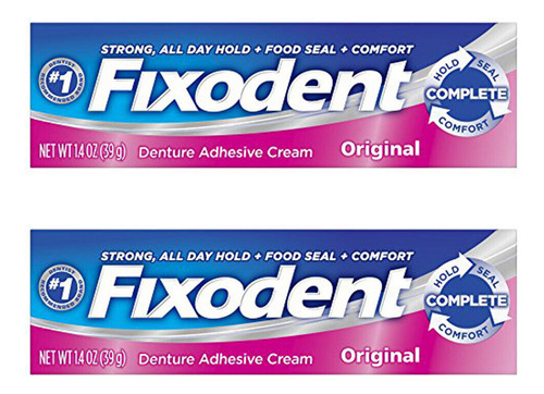 Fixodent Crema Adhesiva Pegamento Pack 2 - 1.4 Oz / 40grs