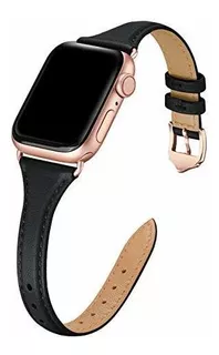 Malla Cuero Para Apple Watch (38/40/41mm Negro/rosa Oro)