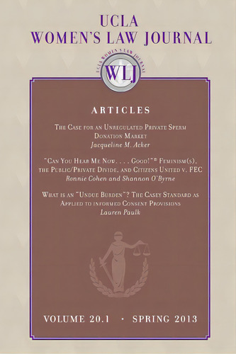 Ucla Women's Law Journal (volume 20.1) Spring 2013, De Ucla Women's Law Journal. Editorial Lightning Source Inc, Tapa Blanda En Inglés