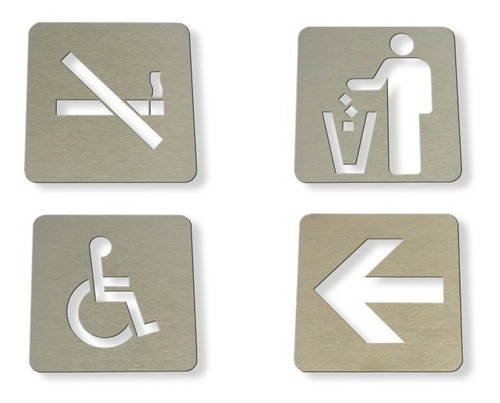 Imagen 2 de 10 de Señal Hombre Mujer 90x90mm Baño Cartel Acero Inoxidable