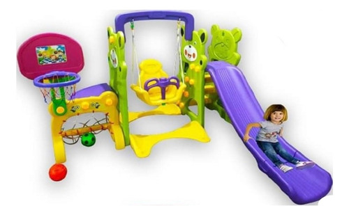 Resbaladera Tobogán Para Niños 4 En 1 Columpio + Arco + Aro