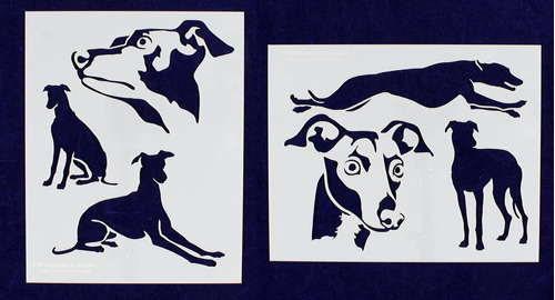 Greyhound Perro Stencils-mylar 2 pieza 14 mil 8  X Artesania