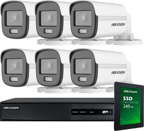 Kit Seguridad Hikvision Dvr 8 + 6 Camaras Colorvu + Disco