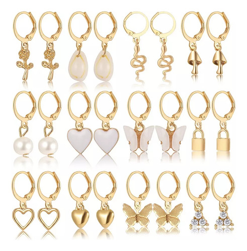 12 Pares De Pendientes Pequeños Para Mujer, Pendientes