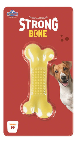 Brinquedo Mordedor Osso Flexível Strong Bone Pet Pp Cor Amarelo