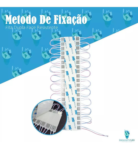 20 Módulos 3 Leds Smd Prova D'água Luminoso 12v Branco Frio