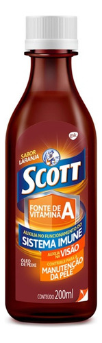 Emulsión de aceite de hígado de bacalao Scott, sabor a naranja, 200 ml