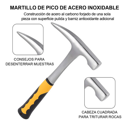 Martillo Recogedor De Rocas Con Mango Antideslizante,30oz