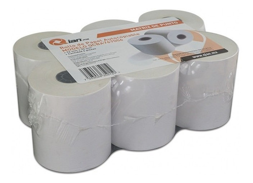 Rollo De Papel Autocopiable Qian Anjet 6 Pzas, 76 Mm X 70 Mm (qcba767006) Color Blanco