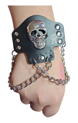 Pulsera Tachas Calavera Y Cadenas Diseño 4,unisex, Rock,kpop