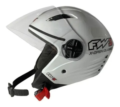 Capacete Aberto Fw3 X Open Classic Branco Brilhante