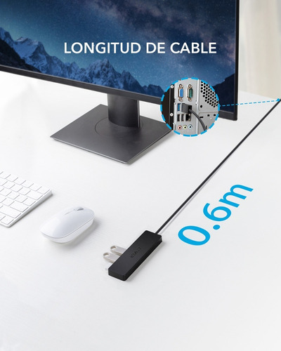 Imagen 4 de 8 de Hub Anker Usb Zapatilla 4 Puertos Usb 3.0 Sevengamer