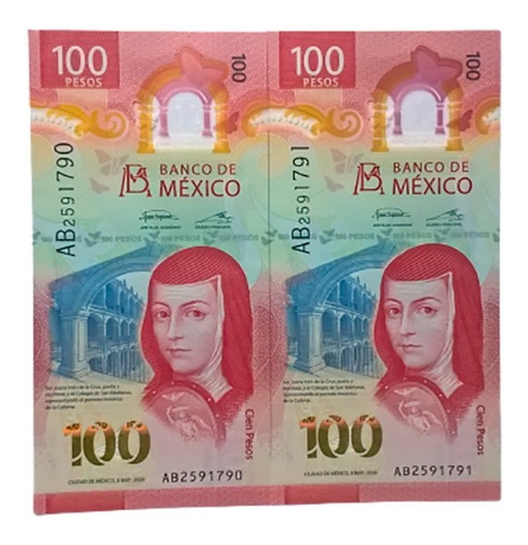 Billetes Nuevo De 100 Pesos Serie Ab, Números Consecutivos