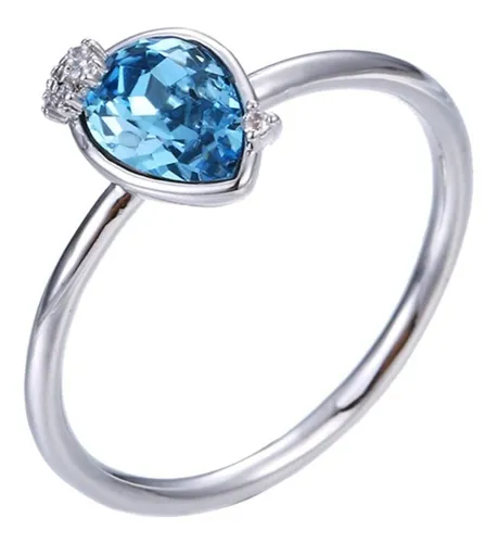 Anillo Oro Laminado 14k Gota Brillante Swarovski Frozen Muje