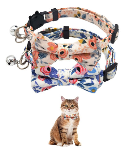 Paquete De 2 Collares De Gato Con Pajarita Floral, Diseño S