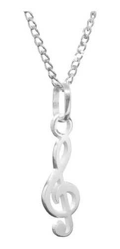  Rockyu Collar para hombre con dije de nota musical de  oro/plata, cadena de acero inoxidable chapado de 21.7 in, clave de agudos,  nota musical, joyería, regalos para amantes de la música