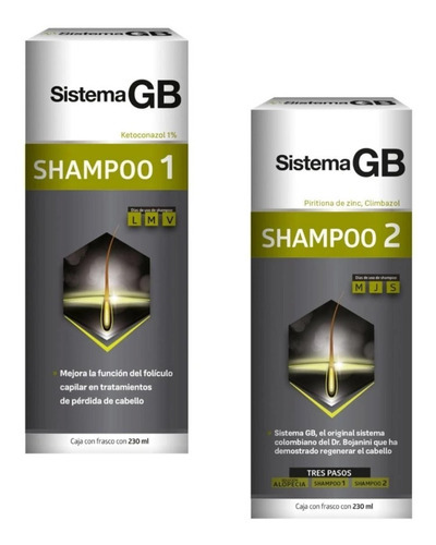  Kit De Shampoo Sistema Gb Shampoo 1 Y 2 Caida De Cabello