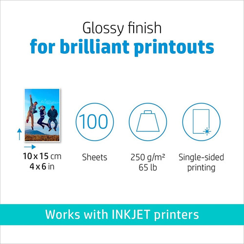 Imagen 2 de 5 de 100 Hojas Papel Fotografico Hp Advanced Glossy 10x15cm