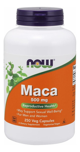 Maca 500 Mg 250 Cápsulas Vegetales Now Foods